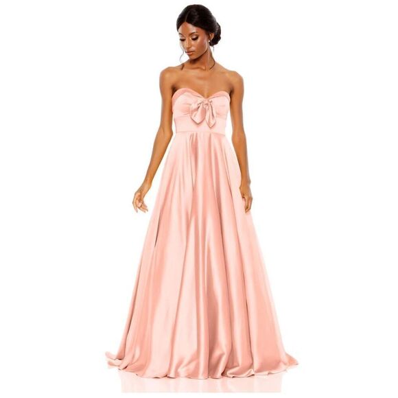 Mac Duggal BOW SWEETHEART STRAPLESS A LINE GOWN in Blush NWT Size 14 - Picture 1 of 7